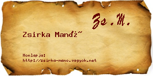 Zsirka Manó névjegykártya